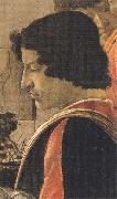 Sandro Botticelli Man in a short black tunic,standing on the right Spain oil painting artist